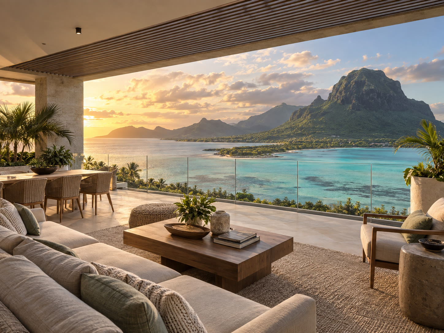 Penthouse terrace with lagoon views